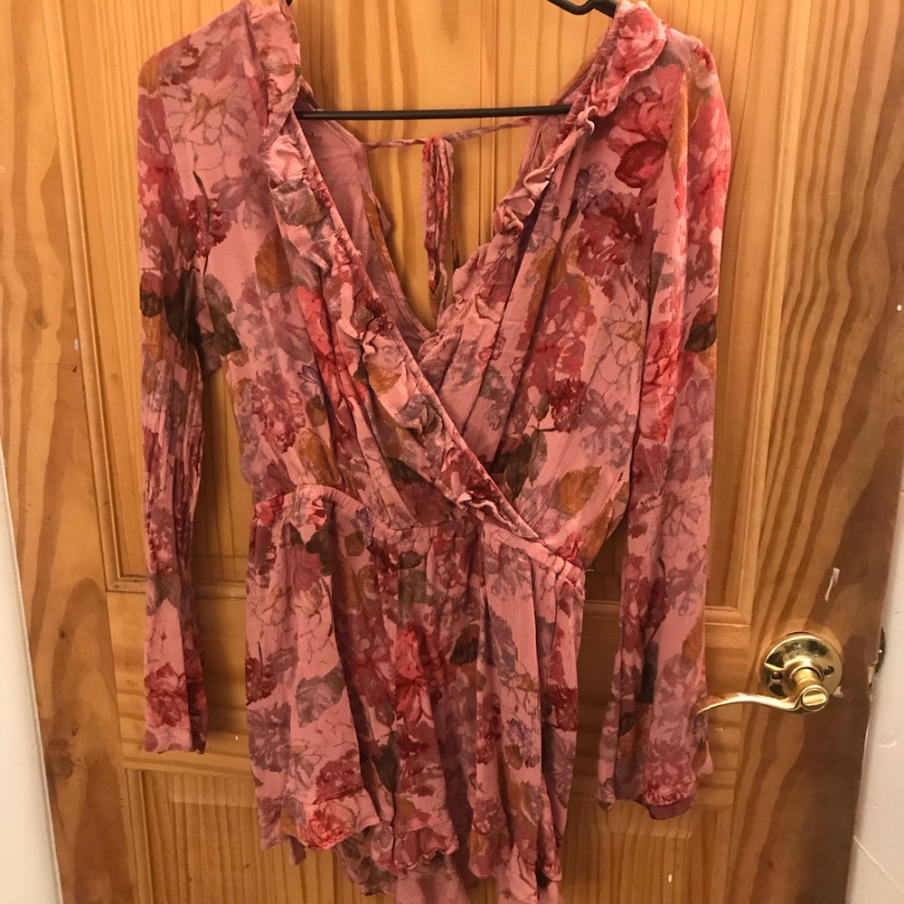 pink floral print romper